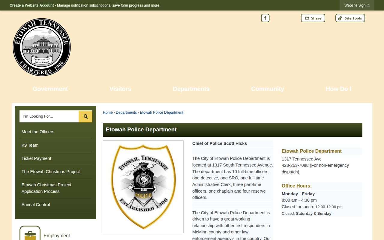 Etowah Police Department arrest-record source