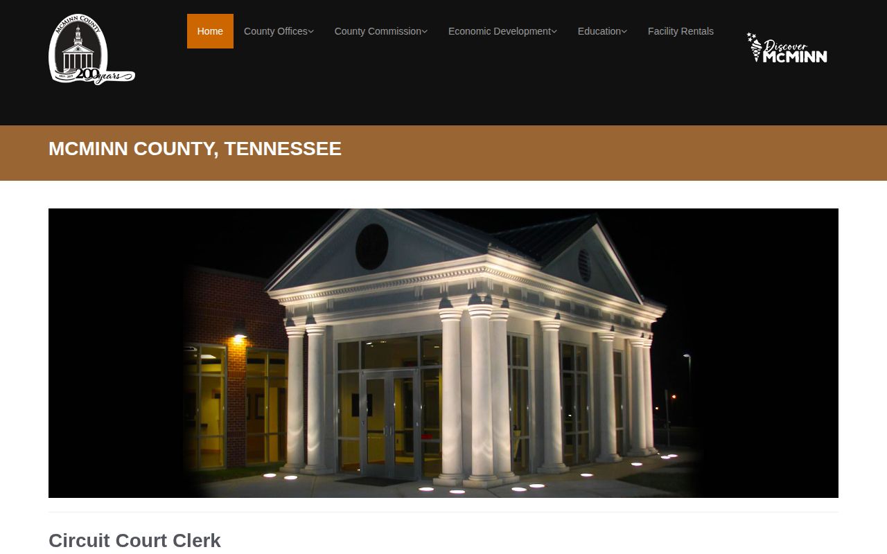 McMinn County court record and warrant contact source from the Circuit Court Clerk